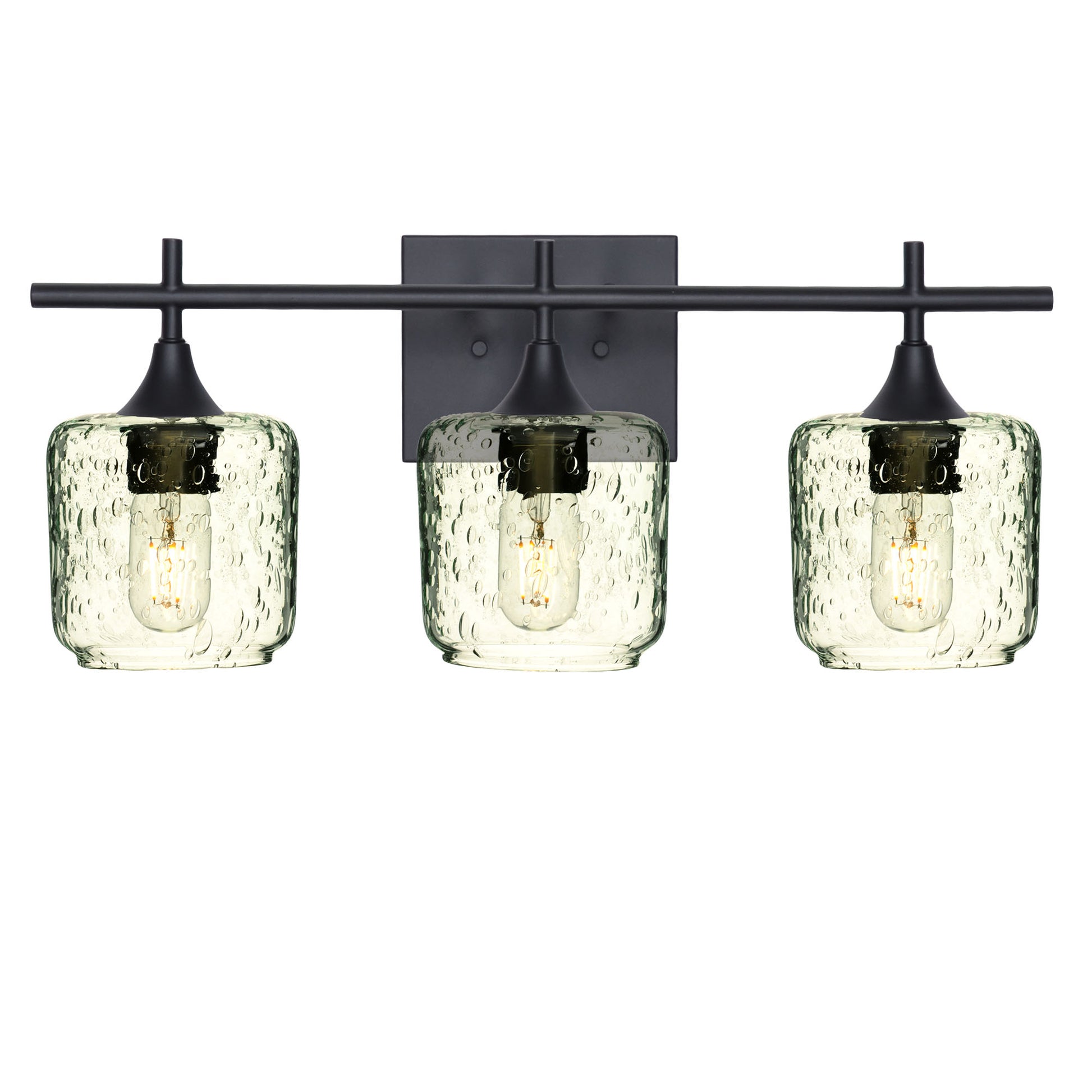 601 3-Light Vanity-Glass-Bicycle Glass Co - Hotshop-Matte Black-Lunar-Eco Clear-Bicycle Glass Co