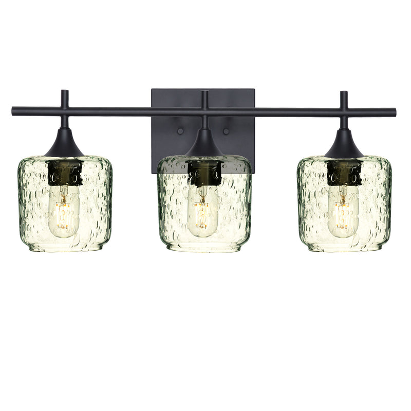 601 3-Light Vanity – Matte Black / Lunar / Eco Clear