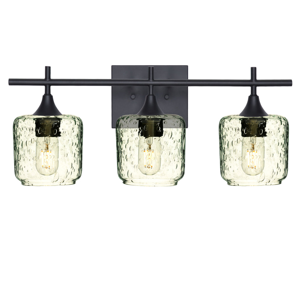 601 3-Light Vanity-Glass-Bicycle Glass Co - Hotshop-Matte Black-Lunar-Eco Clear-Bicycle Glass Co
