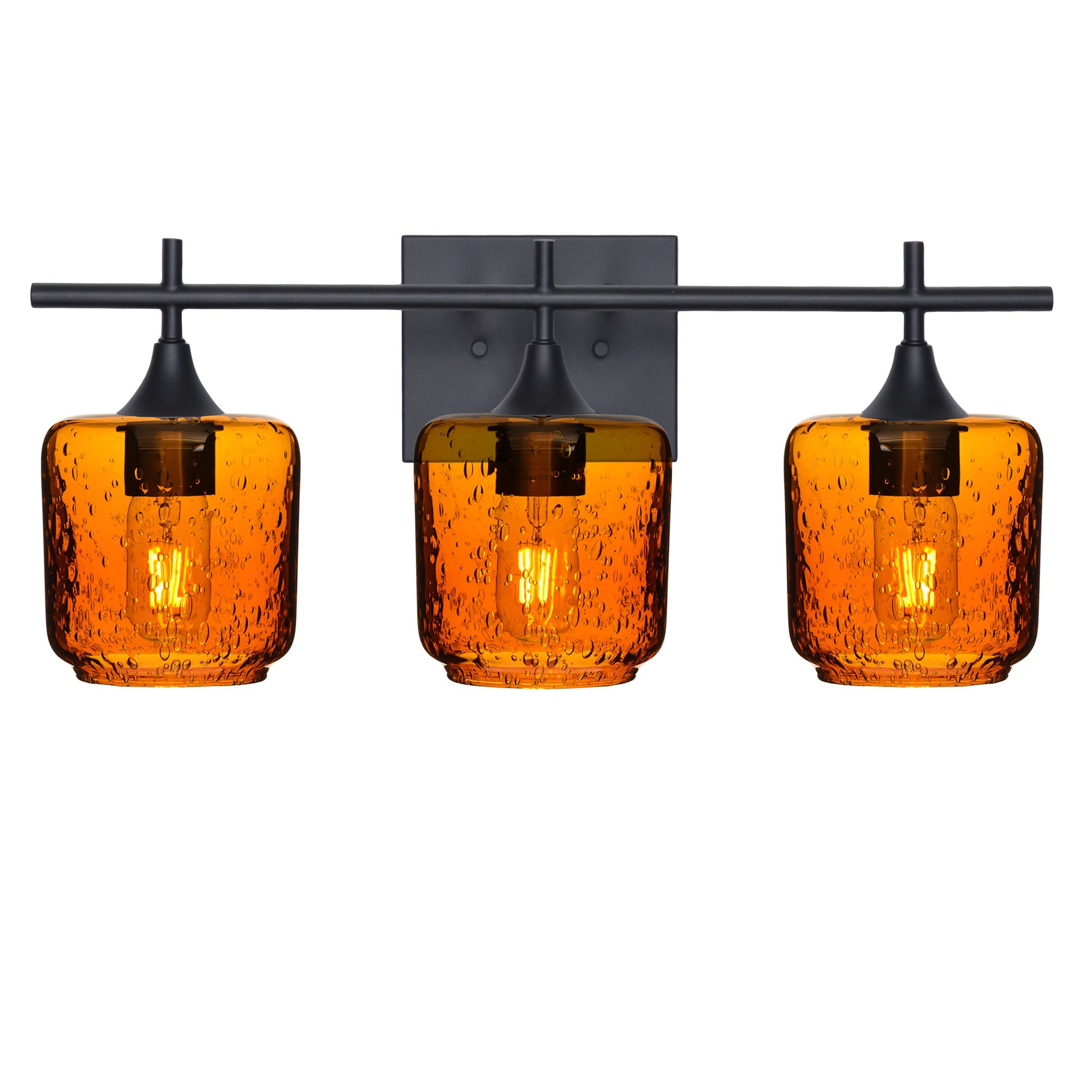 601 3-Light Vanity-Glass-Bicycle Glass Co - Hotshop-Matte Black-Lunar-Golden Amber-Bicycle Glass Co
