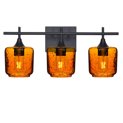 601 3-Light Vanity-Glass-Bicycle Glass Co - Hotshop-Matte Black-Lunar-Golden Amber-Bicycle Glass Co