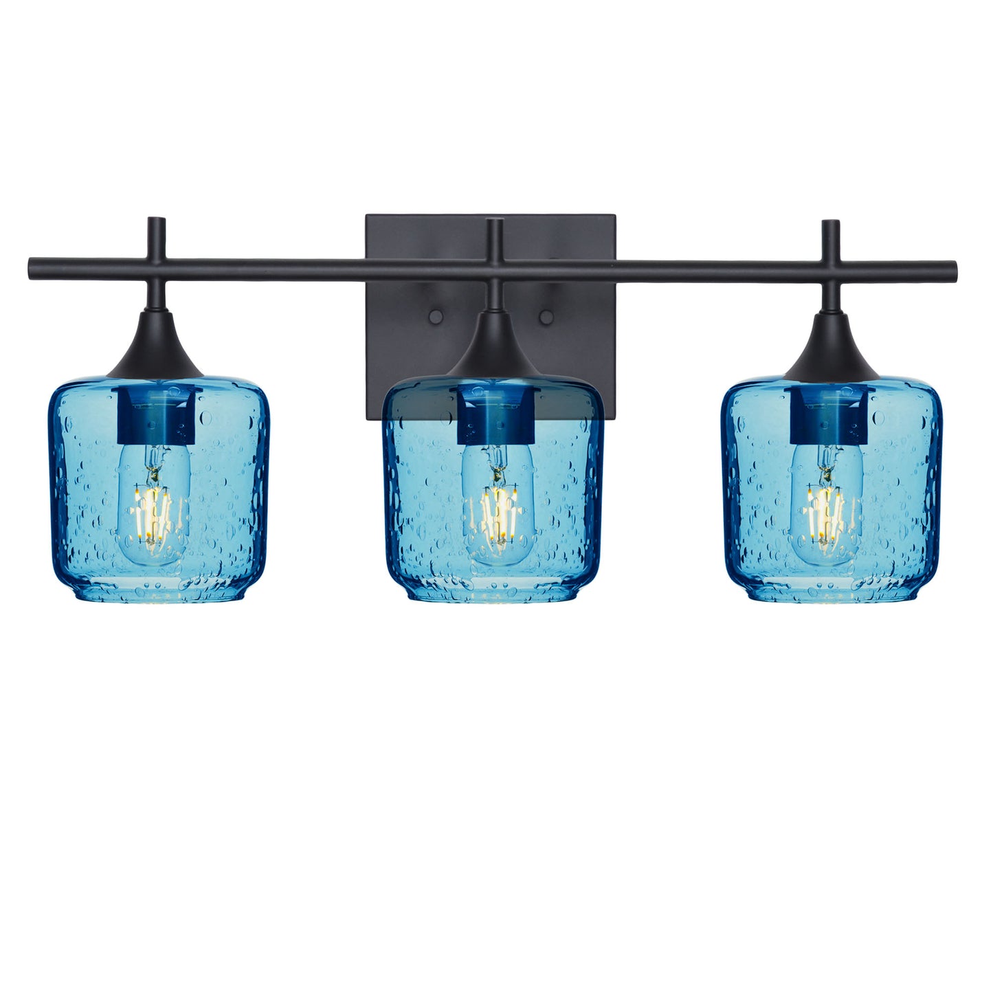 601 3-Light Vanity-Glass-Bicycle Glass Co - Hotshop-Matte Black-Lunar-Steel Blue-Bicycle Glass Co