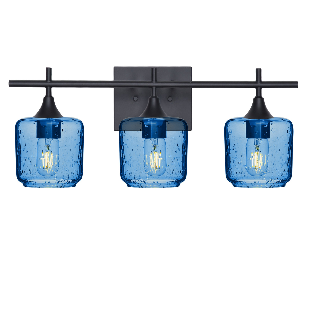 601 3-Light Vanity-Glass-Bicycle Glass Co - Hotshop-Matte Black-Lunar-Steel Blue-Bicycle Glass Co