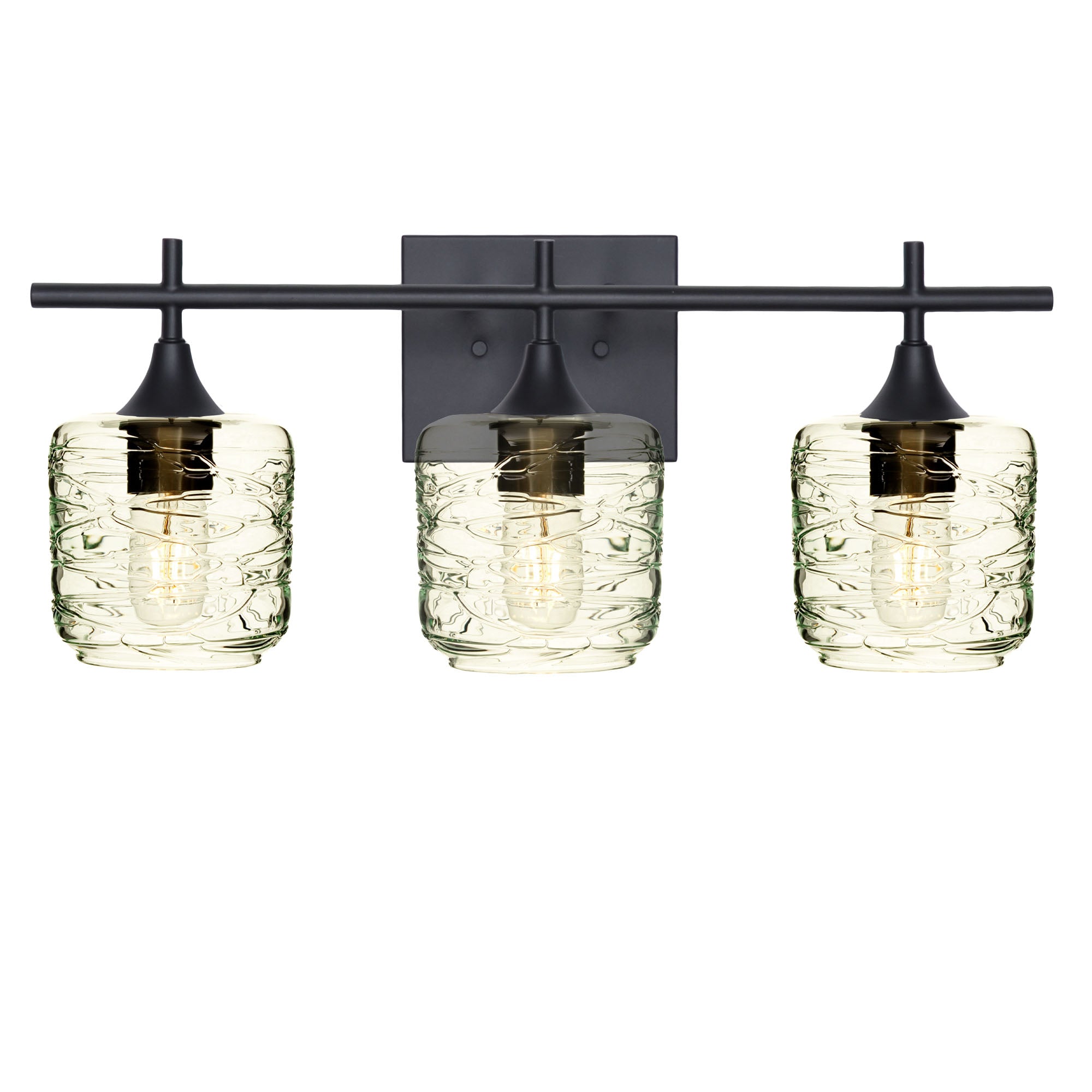 601 3-Light Vanity-Glass-Bicycle Glass Co - Hotshop-Matte Black-Spun-Eco Clear-Bicycle Glass Co