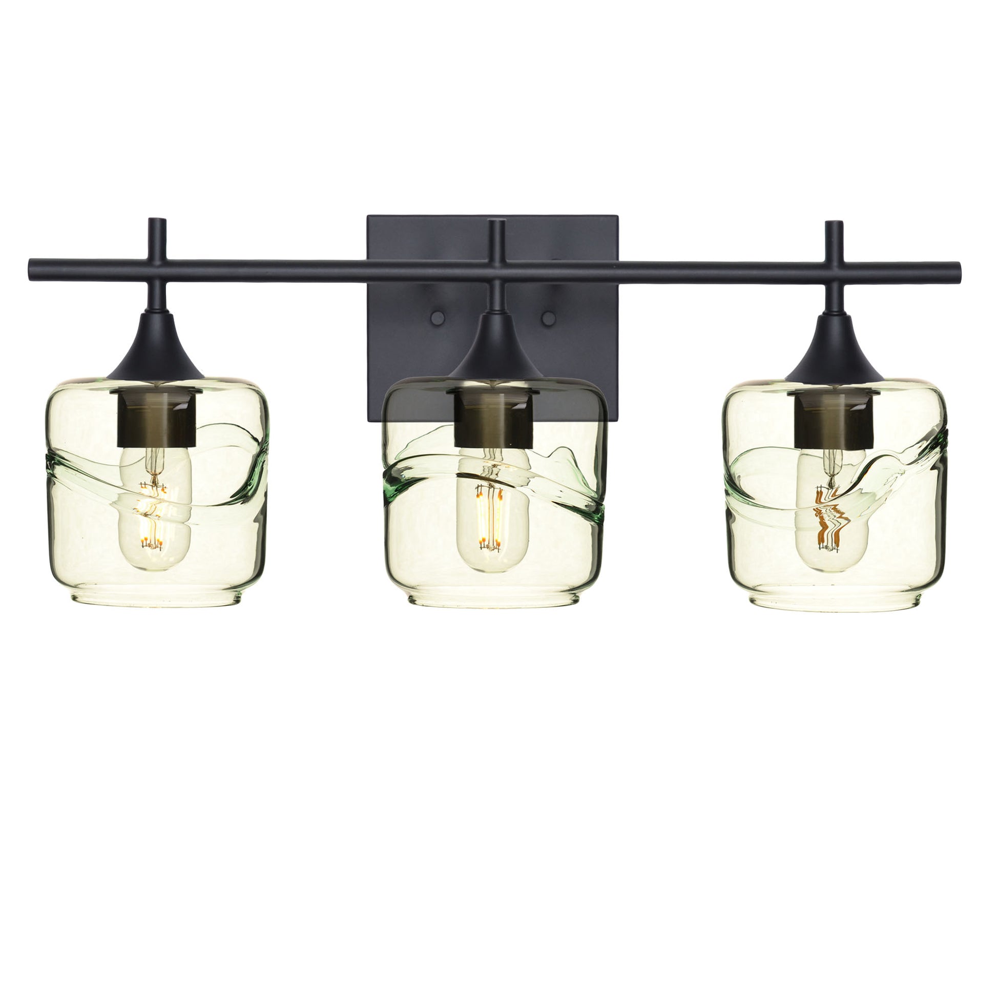 601 3-Light Vanity-Glass-Bicycle Glass Co - Hotshop-Matte Black-Swell-Eco Clear-Bicycle Glass Co