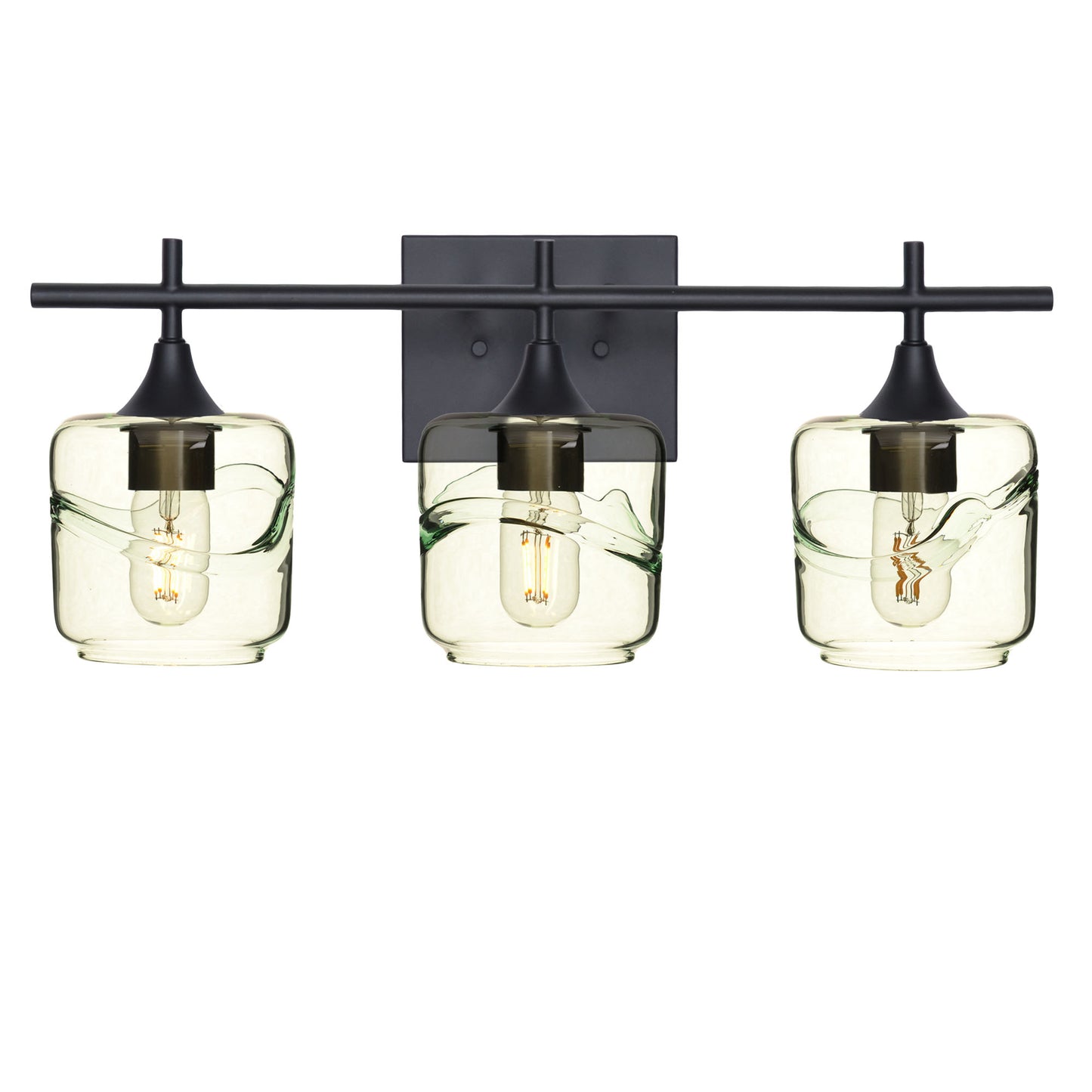 601 3-Light Vanity-Glass-Bicycle Glass Co - Hotshop-Matte Black-Swell-Eco Clear-Bicycle Glass Co