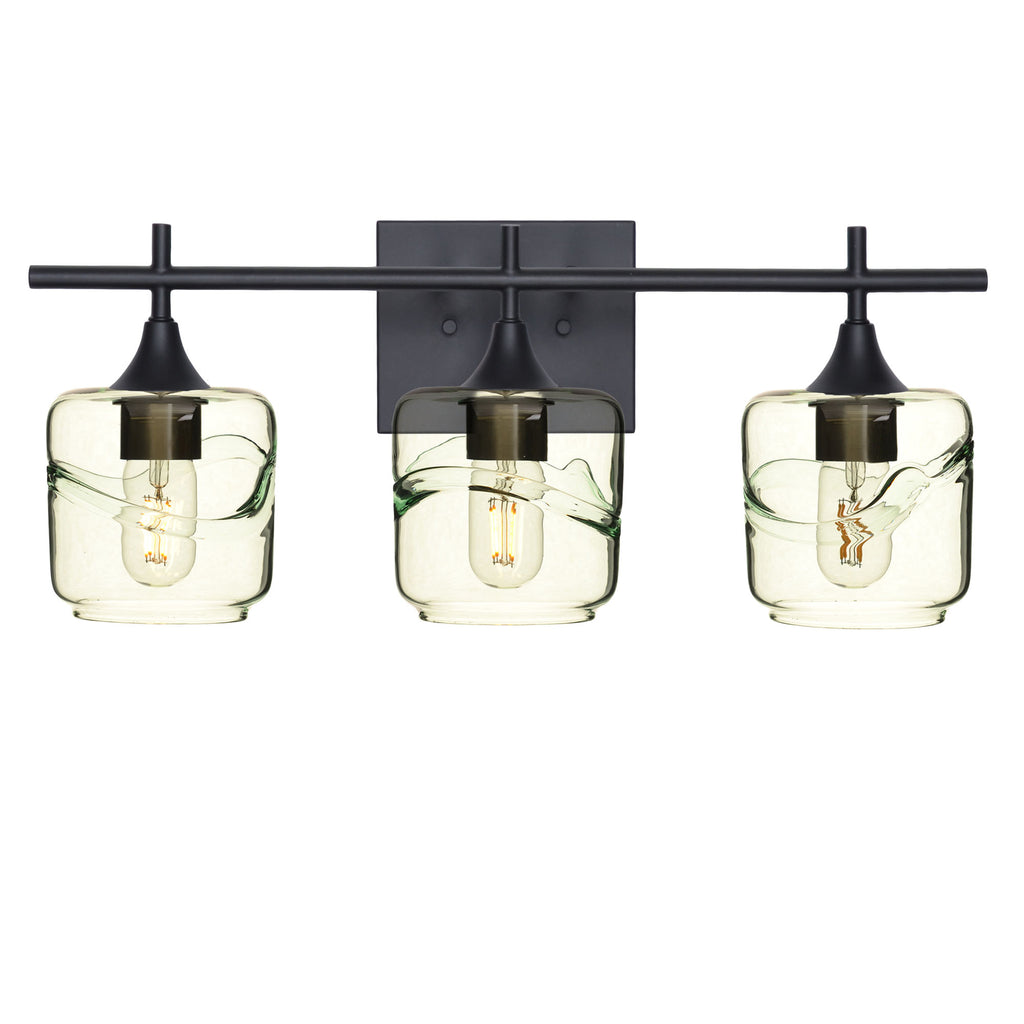 601 3-Light Vanity-Glass-Bicycle Glass Co - Hotshop-Matte Black-Swell-Eco Clear-Bicycle Glass Co