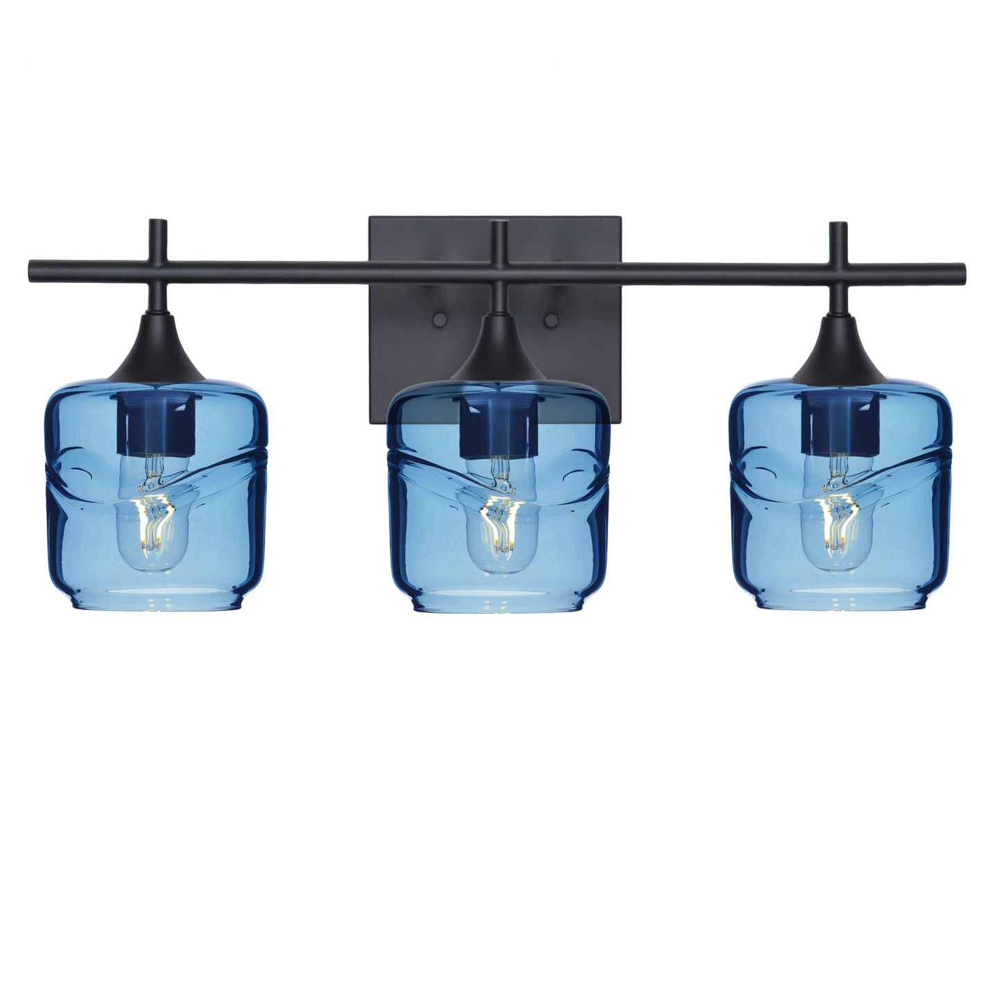 601 3-Light Vanity-Glass-Bicycle Glass Co - Hotshop-Matte Black-Swell-Steel Blue-Bicycle Glass Co