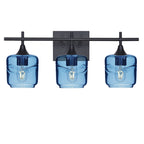 601 3-Light Vanity-Glass-Bicycle Glass Co - Hotshop-Matte Black-Swell-Steel Blue-Bicycle Glass Co