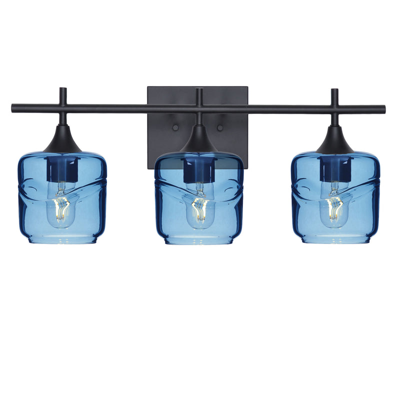 601 3-Light Vanity — Matte Black / Swell / Steel Blue