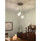 601 3 Pendant Cascade Chandelier-Glass-Bicycle Glass Co-Matte Black - 4ft Cord-Lunar-Steel Blue-Bicycle Glass Co