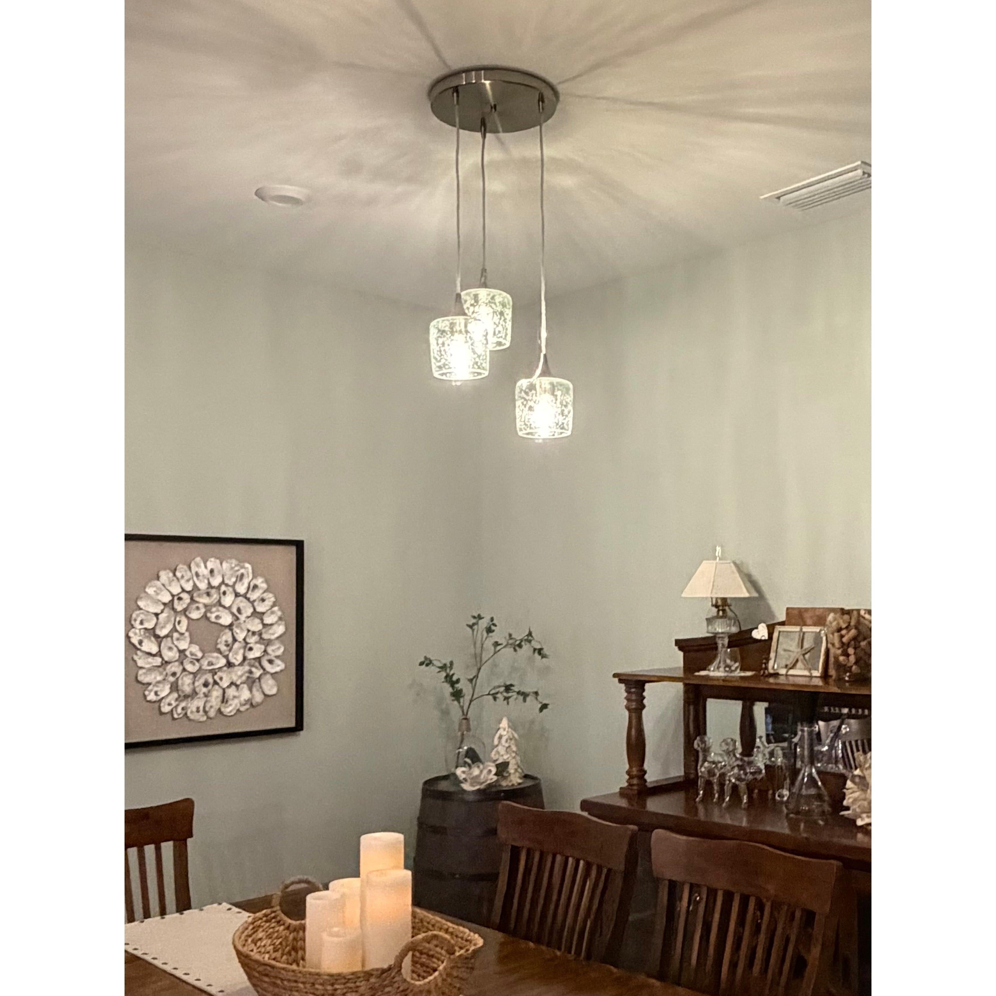 601 3 Pendant Cascade Chandelier-Glass-Bicycle Glass Co-Matte Black - 4ft Cord-Lunar-Steel Blue-Bicycle Glass Co