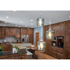 601 3 Pendant Cascade Chandelier-Glass-Bicycle Glass Co-Matte Black - 4ft Cord-Lunar-Steel Blue-Bicycle Glass Co
