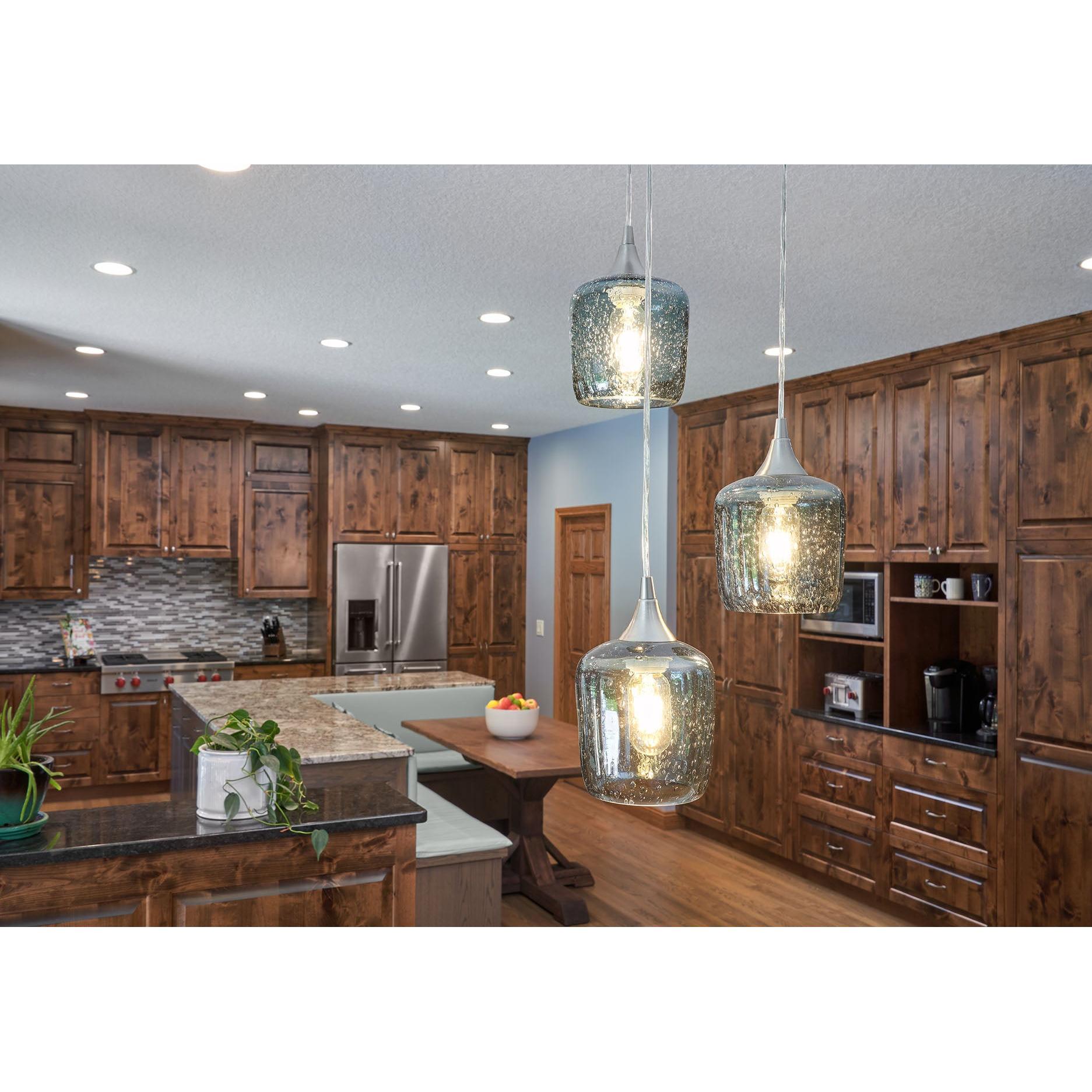 601 3 Pendant Cascade Chandelier-Glass-Bicycle Glass Co-Matte Black - 4ft Cord-Lunar-Steel Blue-Bicycle Glass Co