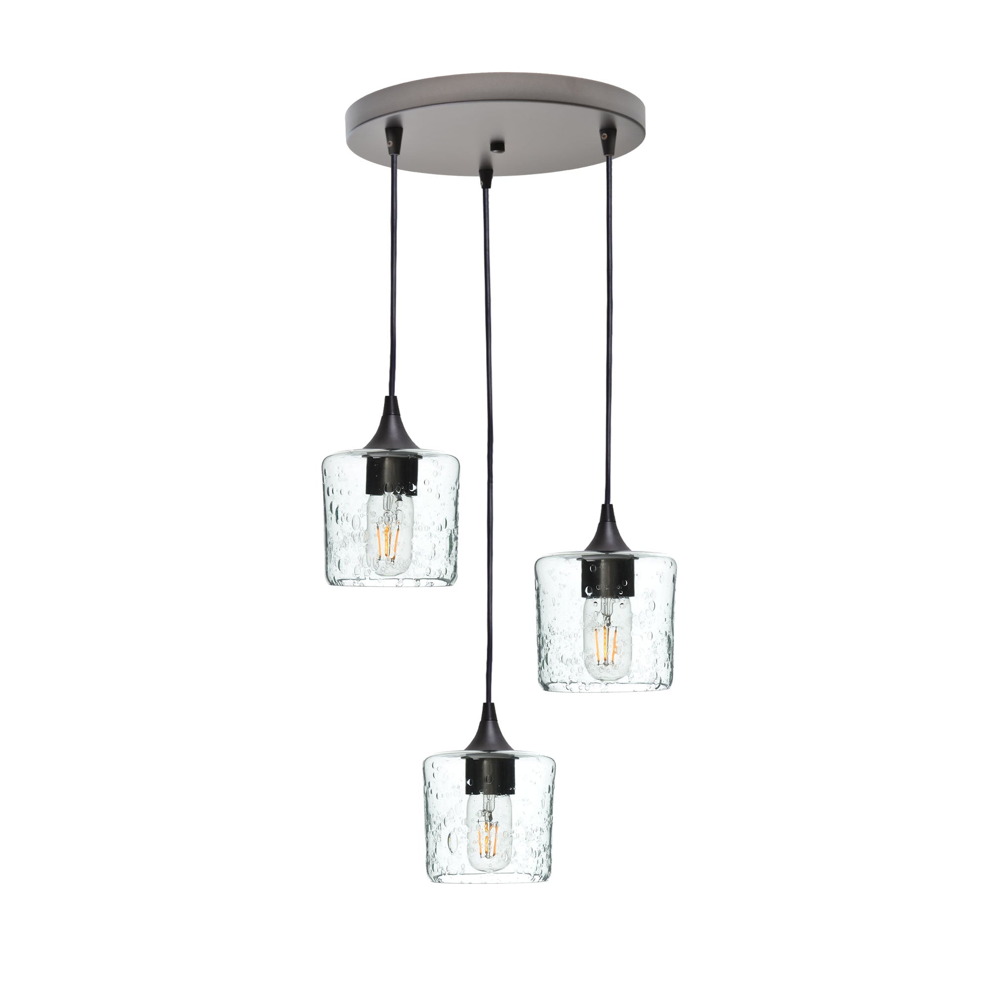 601 3 Pendant Cascade Chandelier-Glass-Bicycle Glass Co - Hotshop-Antique Bronze - 4ft Cord-Lunar-Eco Clear-Bicycle Glass Co