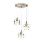 601 3 Pendant Cascade Chandelier-Glass-Bicycle Glass Co - Hotshop-Brushed Nickel - 4ft Cord-Swell-Eco Clear-Bicycle Glass Co