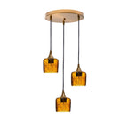 601 3 Pendant Cascade Chandelier-Glass-Bicycle Glass Co - Hotshop-Polished Brass - 4ft Cord-Lunar-Golden Amber-Bicycle Glass Co