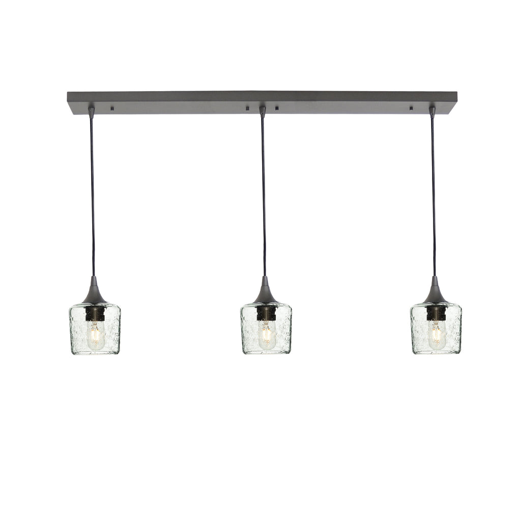 601 3 Pendant Linear Chandelier-Glass-Bicycle Glass Co - Hotshop-Antique Bronze - 4ft Downrod-Lunar-Eco Clear-Bicycle Glass Co