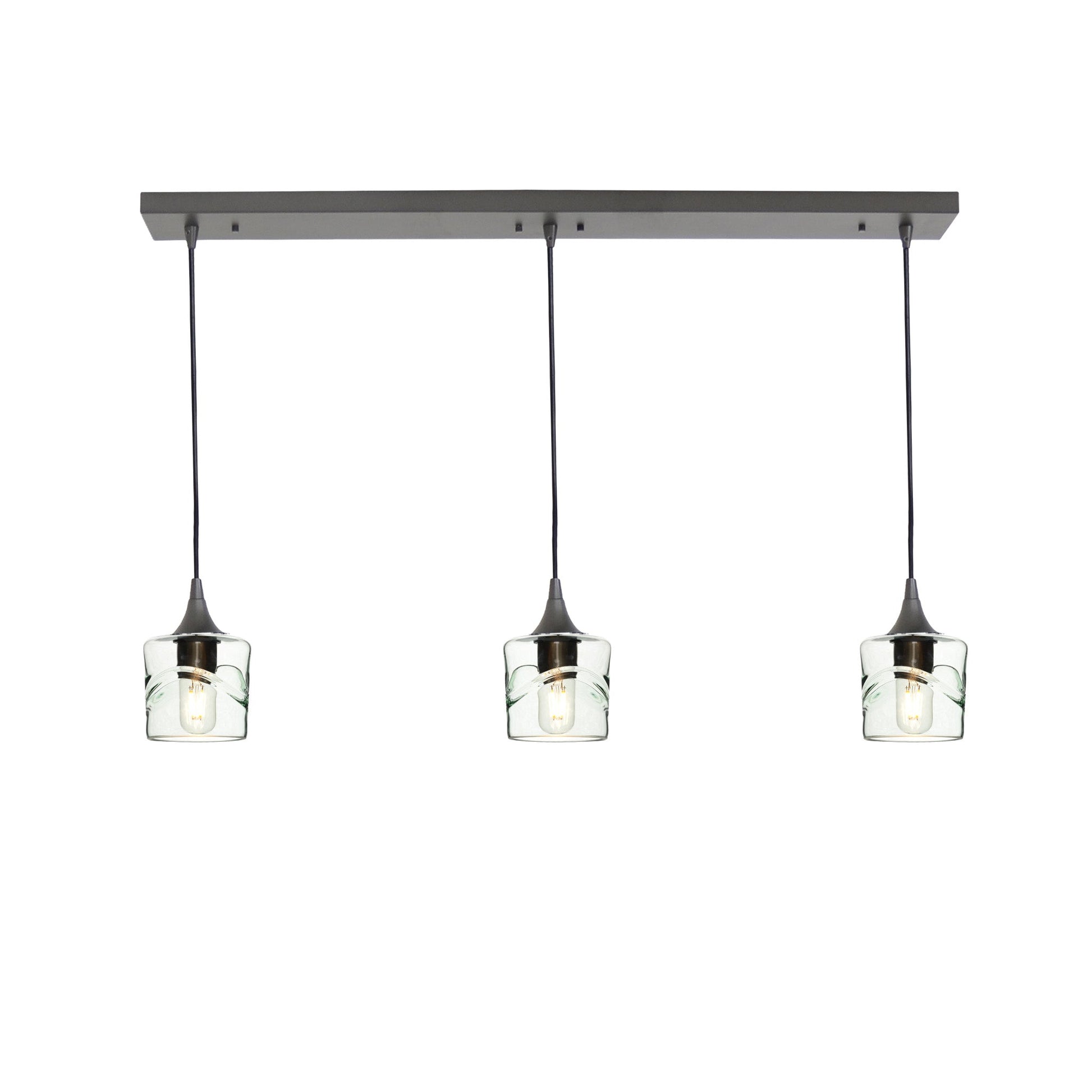 601 3 Pendant Linear Chandelier-Glass-Bicycle Glass Co - Hotshop-Antique Bronze - 4ft Downrod-Swell-Eco Clear-Bicycle Glass Co