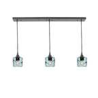 601 3 Pendant Linear Chandelier-Glass-Bicycle Glass Co - Hotshop-Antique Bronze - 4ft Downrod-Swell-Slate Gray-Bicycle Glass Co