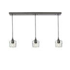 601 3 Pendant Linear Chandelier-Glass-Bicycle Glass Co - Hotshop-Antique Bronze - 4ft Downrod-Spun-Eco Clear-Bicycle Glass Co
