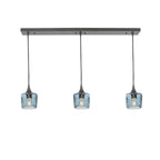 601 3 Pendant Linear Chandelier-Glass-Bicycle Glass Co - Hotshop-Antique Bronze - 4ft Downrod-Spun-Slate Gray-Bicycle Glass Co