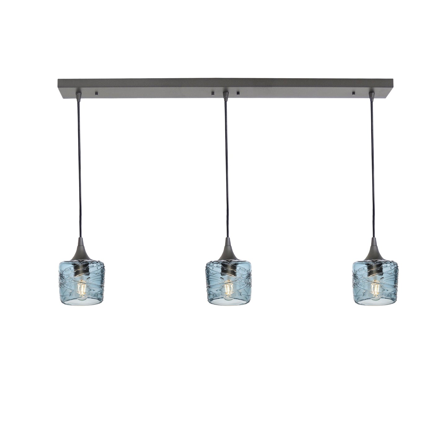 601 3 Pendant Linear Chandelier-Glass-Bicycle Glass Co - Hotshop-Antique Bronze - 4ft Downrod-Spun-Slate Gray-Bicycle Glass Co