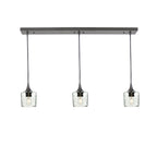 601 3 Pendant Linear Chandelier-Glass-Bicycle Glass Co - Hotshop-Antique Bronze - 8ft Downrod-Lunar-Eco Clear-Bicycle Glass Co