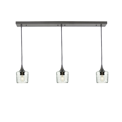 601 3 Pendant Linear Chandelier-Glass-Bicycle Glass Co - Hotshop-Antique Bronze - 8ft Downrod-Lunar-Eco Clear-Bicycle Glass Co