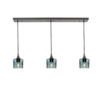 601 3 Pendant Linear Chandelier-Glass-Bicycle Glass Co - Hotshop-Antique Bronze - 8ft Downrod-Lunar-Slate Gray-Bicycle Glass Co