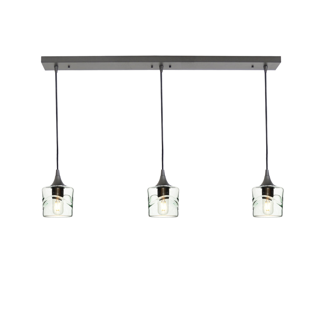 601 3 Pendant Linear Chandelier-Glass-Bicycle Glass Co - Hotshop-Antique Bronze - 8ft Downrod-Swell-Eco Clear-Bicycle Glass Co