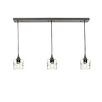 601 3 Pendant Linear Chandelier-Glass-Bicycle Glass Co - Hotshop-Antique Bronze - 8ft Downrod-Swell-Eco Clear-Bicycle Glass Co