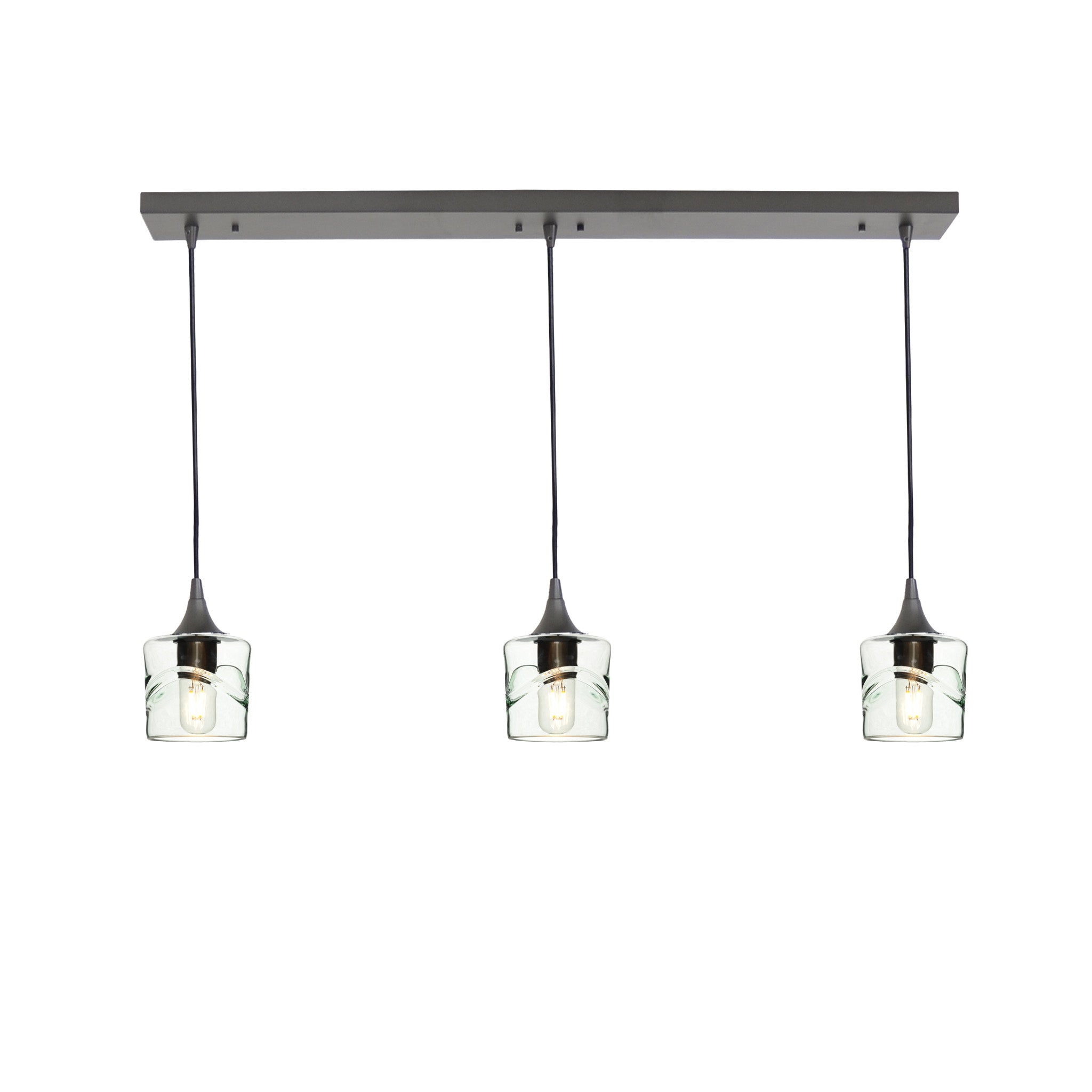 601 3 Pendant Linear Chandelier-Glass-Bicycle Glass Co - Hotshop-Antique Bronze - 8ft Downrod-Swell-Eco Clear-Bicycle Glass Co