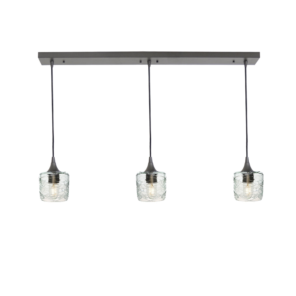 601 3 Pendant Linear Chandelier-Glass-Bicycle Glass Co - Hotshop-Antique Bronze - 8ft Downrod-Spun-Eco Clear-Bicycle Glass Co