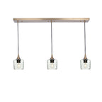 601 3 Pendant Linear Chandelier-Glass-Bicycle Glass Co - Hotshop-Polished Brass - 4ft Downrod-Lunar-Eco Clear-Bicycle Glass Co