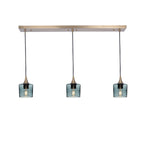601 3 Pendant Linear Chandelier-Glass-Bicycle Glass Co - Hotshop-Polished Brass - 4ft Downrod-Lunar-Slate Gray-Bicycle Glass Co