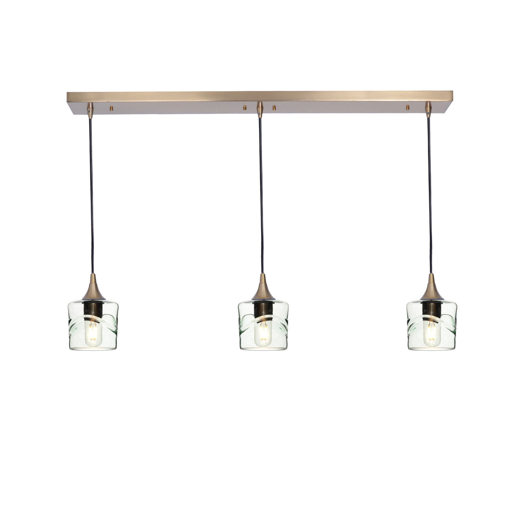 601 3 Pendant Linear Chandelier-Glass-Bicycle Glass Co - Hotshop-Polished Brass - 8ft Downrod-Swell-Eco Clear-Bicycle Glass Co