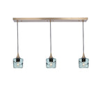 601 3 Pendant Linear Chandelier-Glass-Bicycle Glass Co - Hotshop-Polished Brass - 8ft Downrod-Swell-Slate Gray-Bicycle Glass Co