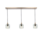 601 3 Pendant Linear Chandelier-Glass-Bicycle Glass Co - Hotshop-Polished Brass - 8ft Downrod-Spun-Eco Clear-Bicycle Glass Co