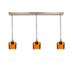 601 3 Pendant Linear Chandelier-Glass-Bicycle Glass Co - Hotshop-Polished Brass - 8ft Downrod-Spun-Golden Amber-Bicycle Glass Co