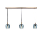 601 3 Pendant Linear Chandelier-Glass-Bicycle Glass Co - Hotshop-Polished Brass - 8ft Downrod-Spun-Slate Gray-Bicycle Glass Co
