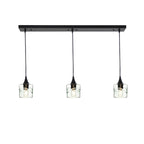 601 3 Pendant Linear Chandelier-Glass-Bicycle Glass Co - Hotshop-Matte Black - 4ft Downrod-Swell-Eco Clear-Bicycle Glass Co