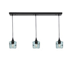 601 3 Pendant Linear Chandelier-Glass-Bicycle Glass Co - Hotshop-Matte Black - 4ft Downrod-Swell-Slate Gray-Bicycle Glass Co