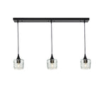 601 3 Pendant Linear Chandelier-Glass-Bicycle Glass Co - Hotshop-Matte Black - 4ft Downrod-Spun-Eco Clear-Bicycle Glass Co