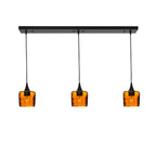 601 3 Pendant Linear Chandelier-Glass-Bicycle Glass Co - Hotshop-Matte Black - 4ft Downrod-Spun-Golden Amber-Bicycle Glass Co