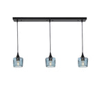 601 3 Pendant Linear Chandelier-Glass-Bicycle Glass Co - Hotshop-Matte Black - 4ft Downrod-Spun-Slate Gray-Bicycle Glass Co