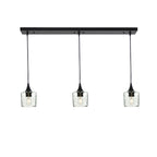 601 3 Pendant Linear Chandelier-Glass-Bicycle Glass Co - Hotshop-Matte Black - 8ft Downrod-Lunar-Eco Clear-Bicycle Glass Co