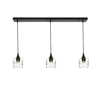 601 3 Pendant Linear Chandelier-Glass-Bicycle Glass Co - Hotshop-Matte Black - 8ft Downrod-Swell-Eco Clear-Bicycle Glass Co