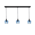 601 3 Pendant Linear Chandelier-Glass-Bicycle Glass Co - Hotshop-Matte Black - 8ft Downrod-Spun-Steel Blue-Bicycle Glass Co
