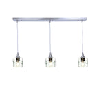 601 3 Pendant Linear Chandelier-Glass-Bicycle Glass Co - Hotshop-Brushed Nickel - 4ft Downrod-Swell-Eco Clear-Bicycle Glass Co